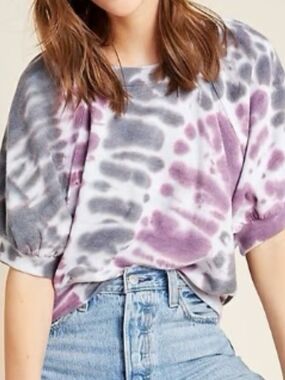Anthropologie Maeve Tie-Dye Puff Sleeve Top Medium
